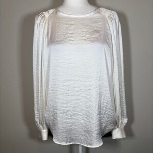 NWOT DKNY Cream Textured Blouse Size Medium